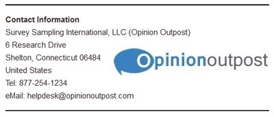 Screenshot of Opinion Outpost's Contact Information