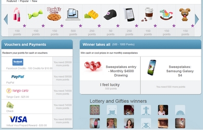 Toluna Review: Screenshot of Prizes